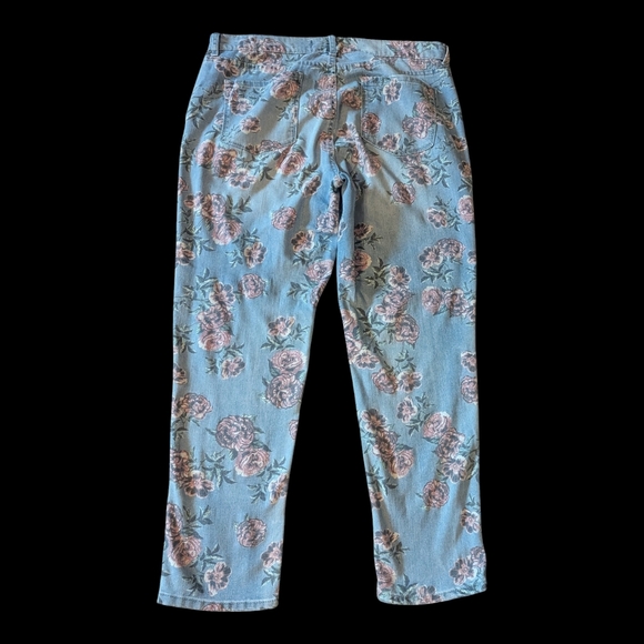 Vintage American Bestie Gratia Rose Floral Mid-Rise Stretch Denim Jeans - Picture 9 of 11